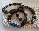 Slow Wine- Faceted Focal, Tiger Eye, Smooth Agate