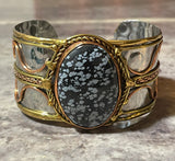 Cuff Bangle - Snowflake Obsidian