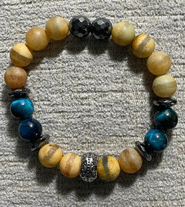 Mellow Fellow - 7.5" Tibetan/Aqua Tiger Eye