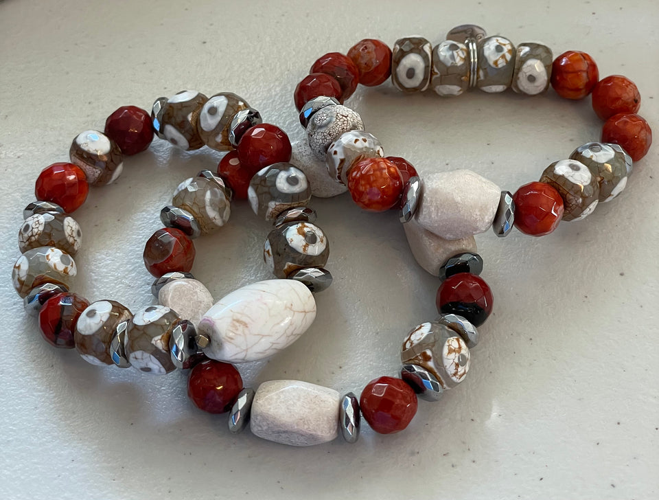 Fall of passion- Jasper, Fire Orange Agate, Third Eye Tibetan,