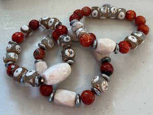 Fall of passion- Jasper, Fire Orange Agate, Third Eye Tibetan,