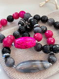 Magenta Love - Dragon Vein Focal, Agate, Cat Eye, Hematite